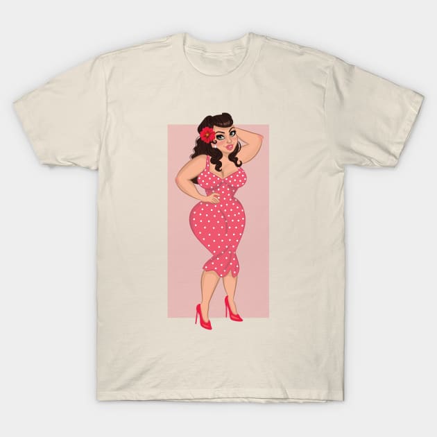 Curvy Pin Up Girl T-Shirt by monicasan